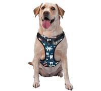 Salelf Dental Seamless No Pull Dog Harness Reflective Adjustable Pet VES No Choke Front Clip Pet Harness with 2 Leash Clips + 1 Pet Leash for Large Dog Walking