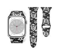 Salelf Devil Skull for Extra Long Apple Watch Band with Dual Buckle, Stretchy Silicone Strap, Sport Fashion Bands for Women Men Compatible with iWatch Series 9/8/SE