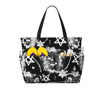 Salelf Devil Skull Large Beach Tote Bag for Women Extra Large Capacity Waterproof Sandproof Pool Bag Suitable for Swimming Pool Gym Travel