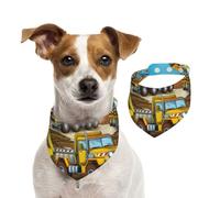 Salelf Different Construction Site Vehicles for Dog Bandana Adjustable - Quick Dry & Breathable Cotton, Cute Floral Pattern for Small Medium Large Dogs, Perfect for Holiday Photos