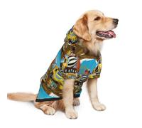 Salelf Different Construction Site Vehicles for Dog Hoodie Sweatshirt for Large Dogs, Winter Warm Fleece Lined Polyester Jacket for German Shepherd Golden Retriever, Reflective Strips for Night Walk