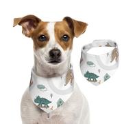Salelf Dino on a Skateboard Surf for Dog Bandana Adjustable - Quick Dry & Breathable Cotton, Cute Floral Pattern for Small Medium Large Dogs, Perfect for Holiday Photos