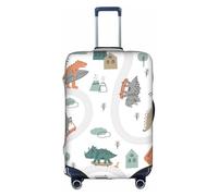 Salelf Dino on a Skateboard Surf for Luggage Cover Washable Elasticated Suitcase Covers TSA Approved Stylish Dust and Scratch Resistant Case Protector for Kids and Adults, White, S