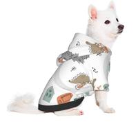 Salelf Dino on a Skateboard Surf for Small Dog Hoodie for Winter Fall, Warm Polyester Puppy Clothes with Hood, Soft Cozy Dog Sweater for Small Breeds, Cold Weather Pet Apparel