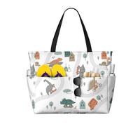 Salelf Dino on a Skateboard Surf Large Beach Tote Bag for Women Extra Large Capacity Waterproof Sandproof Pool Bag Suitable for Swimming Pool Gym Travel