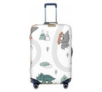 Salelf Dino on a Skateboard Surf Luggage Cover Washable Elasticated Luggage Covers for Suitcase TSA Approved Stylish Scratch Resistant Luggage Case Protector, Black, L (26-28 in suitcase)