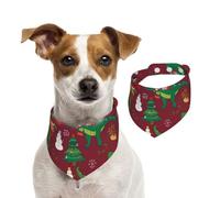Salelf Dinosaur Christmas Happy New Year for Dog Bandana Adjustable - Quick Dry & Breathable Cotton, Cute Floral Pattern for Small Medium Large Dogs, Perfect for Holiday Photos
