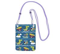 Salelf Dinosaur on the Beach Vacation for Crossbody Phone Bag, Small & Lightweight Crossbody Purse for Women with Adjustable Strap, Water-Resistant Daily Commuter Bag for Phone, Wallet, Keys, Purple