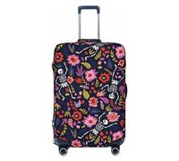 Salelf Dinosaurs and Tropical Leaves Luggage Cover Washable Elasticated Luggage Covers for Suitcase TSA Approved Stylish Scratch Resistant Luggage Case Protector, Dancing Skeletons Floral Garden, X-L