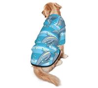 Salelf Dolphin Dog Hoodie Security Dog Hoodie Sweater with Pocket and Leash Hole Warm Pet Clothes Dog Winter Sweatshirt for Medium Large Dogs