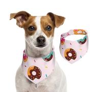 Salelf Donut for Dog Bandana Adjustable - Quick Dry & Breathable Cotton, Cute Floral Pattern for Small Medium Large Dogs, Perfect for Holiday Photos