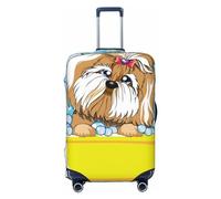 Salelf Doodle Cute Cat Luggage Cover Washable Elasticated Luggage Covers for Suitcase TSA Approved Stylish Scratch Resistant Luggage Case Protector, Dog Takes A Bath In The Bathtub, S (18.8-20.8 in