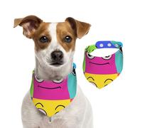 Salelf Doodle Faces Emotions for Dog Bandana Adjustable - Quick Dry & Breathable Cotton, Cute Floral Pattern for Small Medium Large Dogs, Perfect for Holiday Photos