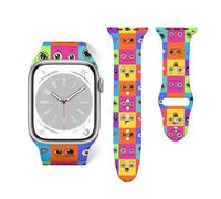 Salelf Doodle Faces Emotions for Extra Long Apple Watch Band with Dual Buckle, Stretchy Silicone Strap, Sport Fashion Bands for Women Men Compatible with iWatch Series 9/8/SE