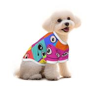 Salelf Doodle Faces Emotions for Pure Cotton Pet T-Shirt for Dogs & Cats - Soft, Breathable Summer Tee or Sleeveless Vest, for Small Medium Breeds with Sensitive Skin