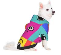 Salelf Doodle Faces Emotions for Small Dog Hoodie for Winter Fall, Warm Polyester Puppy Clothes with Hood, Soft Cozy Dog Sweater for Small Breeds, Cold Weather Pet Apparel