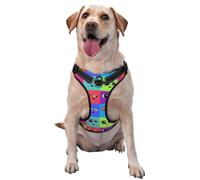 Salelf Doodle Faces Emotions No Pull Dog Harness Reflective Adjustable Pet VES No Choke Front Clip Pet Harness with 2 Leash Clips + 1 Pet Leash for Large Dog Walking