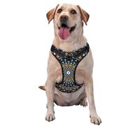 Salelf Dot Mandala No Pull Dog Harness Reflective Adjustable Pet VES No Choke Front Clip Pet Harness with 2 Leash Clips + 1 Pet Leash for Large Dog Walking
