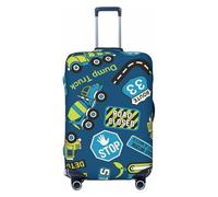 Salelf Dump Truck Luggage Cover Washable Elasticated Luggage Covers for Suitcase TSA Approved Stylish Scratch Resistant Luggage Case Protector, Black, L (26-28 in suitcase)