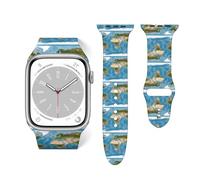Salelf Earth View World Map for Extra Long Apple Watch Band with Dual Buckle, Stretchy Silicone Strap, Sport Fashion Bands for Women Men Compatible with iWatch Series 9/8/SE