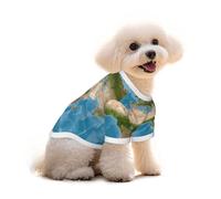 Salelf Earth View World Map for Pure Cotton Pet T-Shirt for Dogs & Cats - Soft, Breathable Summer Tee or Sleeveless Vest, for Small Medium Breeds with Sensitive Skin