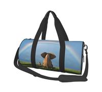 Salelf Elephant Dog Sitting Under The Rainbow for Duffle Bag, Waterproof Large Duffle Bag, Weekender Bag, Gym Bag, Sports Bag, Overnight Bag