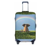 Salelf Elephant Dog Sitting Under The Rainbow for Luggage Cover Washable Elasticated Suitcase Covers TSA Approved Stylish Dust and Scratch Resistant Case Protector for Kids and Adults, White, Medium