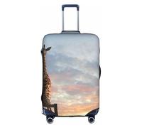 Salelf Elephant Giraffe On A Mountain Top Sunset for Luggage Cover Washable Elasticated Suitcase Covers TSA Approved Stylish Dust and Scratch Resistant Case Protector for Kids and Adults, White, M