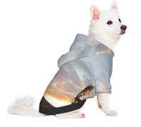 Salelf Elephant Giraffe On A Mountain Top Sunset for Small Dog Hoodie for Winter Fall, Warm Polyester Puppy Clothes with Hood, Soft Cozy Dog Sweater for Small Breeds, Cold Weather Pet Apparel