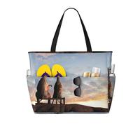 Salelf Elephant Giraffe On A Mountain Top Sunset Large Beach Tote Bag for Women Extra Large Capacity Waterproof Sandproof Pool Bag Suitable for Swimming Pool Gym Travel