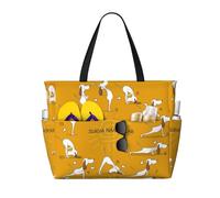 Salelf English Cocker Spaniel Doing Yoga Large Beach Tote Bag for Women Extra Large Capacity Waterproof Sandproof Pool Bag Suitable for Swimming Pool Gym Travel, Black, One Size