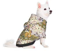 Salelf Ethnic Colorful Doodle for Small Dog Hoodie for Winter Fall, Warm Polyester Puppy Clothes with Hood, Soft Cozy Dog Sweater for Small Breeds, Cold Weather Pet Apparel