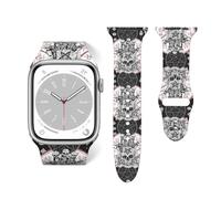 Salelf Evil Skull and Magic Seal for Extra Long Apple Watch Band with Dual Buckle, Stretchy Silicone Strap, Sport Fashion Bands for Women Men Compatible with iWatch Series 9/8/SE, Silicone