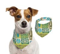 Salelf Exotic Tiki Pattern 1 for Dog Bandana Adjustable - Quick Dry & Breathable Cotton, Cute Floral Pattern for Small Medium Large Dogs, Perfect for Holiday Photos