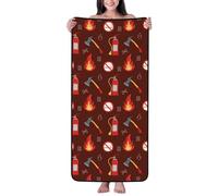 Salelf Fire Extinguisher Bath Towel Microfiber Coral Velvet Bath Towels Highly Absorbent Soft Beach Sheet (27" x 55") Luxury Hemming Shower Towels for Gym Travel Pool