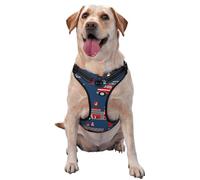 Salelf Fire Truck 1 No Pull Dog Harness Reflective Adjustable Pet Ves No Choke Front Clip Pet Harness with 2 Leash Clips + 1 Pet Leash for Large Dog Walking