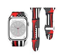 Salelf Firefighters USA Flag Black And White Flag With Red Axe Fireman Gift for Extra Long Apple Watch Band with Dual Buckle, Stretchy Silicone Strap, Sport Fashion Bands for Women Men Compatible with