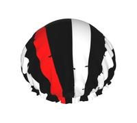 Salelf Firefighters USA Flag Black And White Flag With Red Axe Fireman Gift Shower Caps for Women Reusable Waterproof Soft Women Shower Hat Reusable Hair Cap for Shower Double Protection Layers