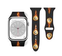 Salelf Flame Baseball for Extra Long Apple Watch Band with Dual Buckle, Stretchy Silicone Strap, Sport Fashion Bands for Women Men Compatible with iWatch Series 9/8/SE