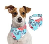 Salelf Floral with Flamingo Watercolor for Dog Bandana Adjustable - Quick Dry & Breathable Cotton, Cute Floral Pattern for Small Medium Large Dogs, Perfect for Holiday Photos