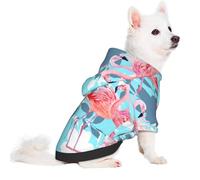 Salelf Floral with Flamingo Watercolor for Small Dog Hoodie for Winter Fall, Warm Polyester Puppy Clothes with Hood, Soft Cozy Dog Sweater for Small Breeds, Cold Weather Pet Apparel