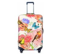 Salelf Flowers And Birds Watercolor for Luggage Cover Washable Elasticated Suitcase Covers TSA Approved Stylish Dust and Scratch Resistant Case Protector for Kids and Adults, Black, XL