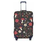 Salelf Fly Agaric and Flowers Luggage Cover Washable Elasticated Luggage Covers for Suitcase TSA Approved Stylish Scratch Resistant Luggage Case Protector, Black, M (22.8-25 in suitcase)