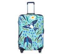 Salelf Flying Swallows And Spring Flowers for Luggage Cover Washable Elasticated Suitcase Covers TSA Approved Stylish Dust and Scratch Resistant Case Protector for Kids and Adults, White, Large
