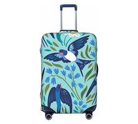 Salelf Flying Swallows And Spring Flowers Luggage Cover Washable Elasticated Luggage Covers for Suitcase TSA Approved Stylish Scratch Resistant Luggage Case Protector, Black, M (22.8-25 in suitcase)