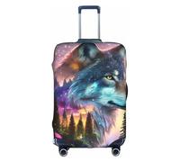 Salelf Forest Wolves King for Luggage Cover Washable Elasticated Suitcase Covers TSA Approved Stylish Dust and Scratch Resistant Case Protector for Kids and Adults, White, S