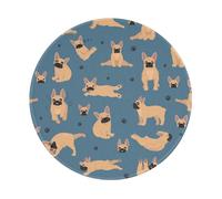 Salelf French Bulldog Yoga for Round Mouse Pad with Stitched Edge Premium-Textured Waterproof Non-Slip Rubber Base Desktop Protection Mat Diameter 8.7 inches