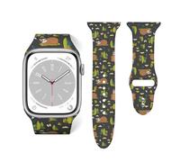 Salelf Funny Sloths In The Forest for Extra Long Apple Watch Band with Dual Buckle, Stretchy Silicone Strap, Sport Fashion Bands for Women Men Compatible with iWatch Series 9/8/SE, Silicone