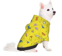 Salelf Geometric Objects Pattern for Small Dog Hoodie for Winter Fall, Warm Polyester Puppy Clothes with Hood, Soft Cozy Dog Sweater for Small Breeds, Cold Weather Pet Apparel