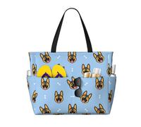 Salelf German Shepherd Puppy Large Beach Tote Bag for Women Extra Large Capacity Waterproof Sandproof Pool Bag Suitable for Swimming Pool Gym Travel